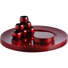 Red Plate Sets Argon Tableware Metallic Charger Plates Set 18 Pieces Dark Red Plate Sets