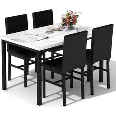 Metal Dining Sets DKLGG Modern Kitchen White/Brown Dining Set 27.5x47.2"