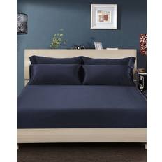 LilySilk Silk Sheets King Adult Navy Bed Sheet Blue