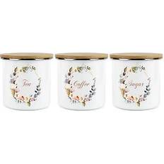 Home Floral Wreath Tea Coffee Sugar Canister Set Kitchen Container