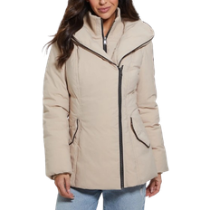 Guess Women's Bibbed Shawl Collar Hooded Puffer Coat - Desert Sunset