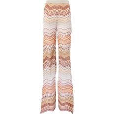 Missoni Zigzag Lame Wide Leg Pants - Multi/Silver/White/Pink/Orange