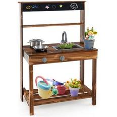 Costway Outdoor Mud Kitchen for Kids with Rotatable Faucet