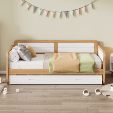 Red Barrel Studio Twin Size Solid Wood Daybed w/ Trundle 29.1 H x 41.4 W x 78.1 L Frame Bed