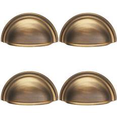 Loops Victorian Cup Handle Antique Brass 76mm Solid Brass Drawer Pull