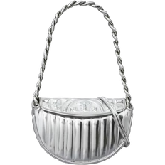 Tory Burch Mini Fleming Soft Metallic Crescent Shoulder Bag - Silver