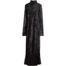 Svarte Kjoler H&M Long Mesh Dress With Sequins - Black