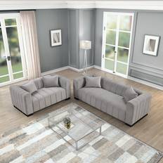 5 Seater - Corner Sofas Willa Arlo Interiors Avrah Gray Sofa 90" 2pcs 5 Seater