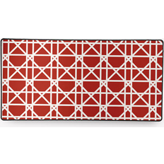 Orange Desk Mats East Urban Home Janna Large Trellis Desk Pad 0.125 H x 31.5 W x 15.75 D in Red/White