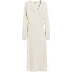 Midikleider H&M Fluffy Knitted Dress - Light Beige