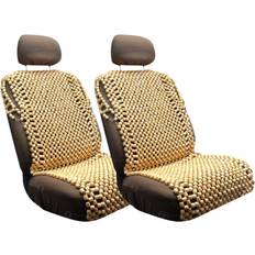 Loose Chair Covers ZONETECH Natural Wood Beaded Premium Seat 2-Pack Brown Loose Chair Cover