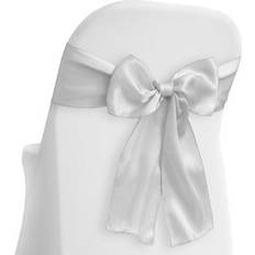 Loose Covers Lann's Linens 10 Satin Wedding Bow Sashes - Loose Chair Cover White