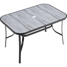 Garden Tempered Glass Wood Grain Coffee Table 72.5cm H x 120cm L x 80cm W