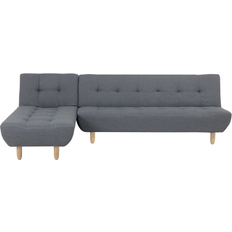 Hörnsoffor - Trä Beliani Hörnsofa H 4-sits Med Sovfunktion Mörkgrå Soffa