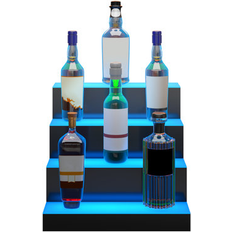 Yellow Wine Racks VEVOR 16 in 4-Step LED Lighted Liquor Bottle Display Bar Shelf Wine Rack