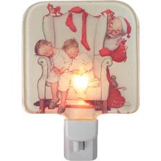 Night Lights Northlight 6 Inch Santa Looking At Two Sleeping Children Glass Christmas Night Light