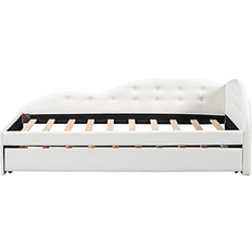 House of Hampton Tufted Daybed w Trundle brown Upholstered Solid Wood in White Twin Frame Bed