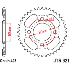 JT Standard Steel Rear Sprocket 921 - 428