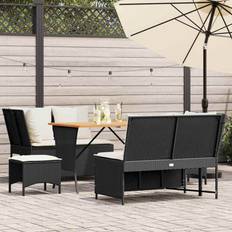 vidaXL Garten-Sofagarnitur mit Kissen Schwarz Poly Rattan Lounge-Set