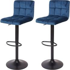 Hocker MCW Barhocker G87 2er-Set Samt Petrol-Blau Fuß Schwarz Sitzhocker