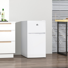 Fridges BESTCOSTY Double Door Mini Fridge with Freezer and Adjustable Thermostat 18.0 In W X 34.0 In H X 19.75 In D White