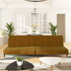 vidaXL 2-Personers Sovesofa Fløjl Brun Sofa 2 personers