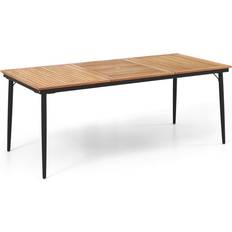 Wood Outdoor Dining Tables Hivvago 79" Acacia Wood Outdoor Dining Table for 8 with 1.9" Umbrella Hole