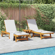 vidaXL Patio Lounge Chair Outdoor Sunbed Poolside Sunlounger Solid Wood Acacia 78.3 x 23.2 x 24.8 x 11.8 x 24.4 x 29.9 x 33.5 in Brown