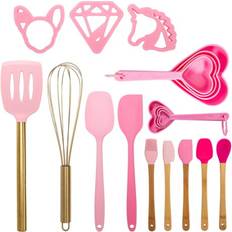 Paris Hilton Silicone Heat Resistant Kitchen Utensil Set 20 Pcs - Pink Kitchen Utensil