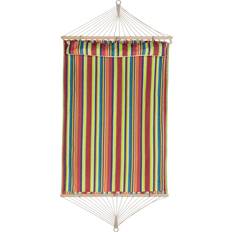 Hammocks Northlight 9 ft x 55 in Striped Macrame Quilted Two Person Double Hammock with Pillow - Multi Color