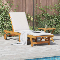 vidaXL Patio Lounge Chair Outdoor Sunbed Poolside Sunlounger Solid Wood Acacia 78.3 x 23.2 x 24.8 x 11.8 x 24.4 x 29.9 x 33.5 in Brown