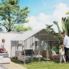 Pawhut 94.5" extra large catio, outdoor cat enclosure with waterproof cover - Silver