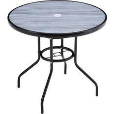 Garden Tempered Glass Wood Grain Coffee Table 72.5cm H x 80cm W x 80cm L