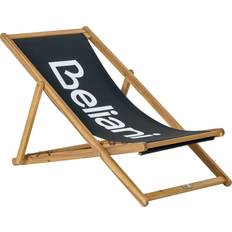 Black Sun Beds Beliani Folding Garden Deck Chair Sun Lounger Light Acacia Wood Black
