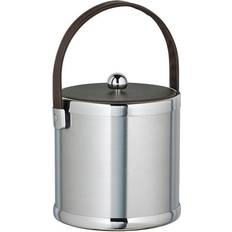 Kraftware Brushed Chrome with Brown Stitched Handle Ice Bucket