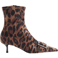 River Island Leopard Buckle Sock Kitten Heel Boots - Beige