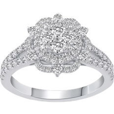 Macy's White Gold Rings Macy's Halo Cluster Engagement Ring - White Gold/Diamonds