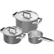 Zwilling Pure Kochgeschirrset 3tlg Grau Pfanne Kochtopf Silber Set mit Klappe 5 teile