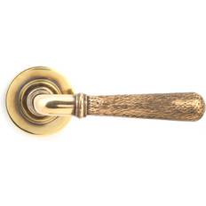 Brass Door Levers From The Anvil Hammered Newbury Lever On Rose Set 6.4cm H x 5.3cm W - Brown