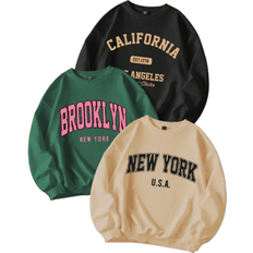 Shein 3pcs/Set Tween Girls Casual Simple Collegiate Style Letter Printed Thick Loose Fit Sweatshirts, Suitable For Autumn/Winter