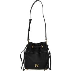 Indvendig lomme Bucket Bags Pinko Læder Skuldertaske Med Love Birds - Sort