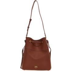 Bruna - Skinn Bucketväskor Pinko Läder Bucket Bag Med Dragsko - Brown