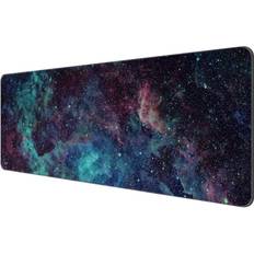 Dynippy Thin Extended Gaming Mouse Pad （31.5 * 11.8 * 0.08 inch） with Stitched Edges Large, Long XXL Keyboard and Mouse pad Desk Mat for Gaming Office & Home - Galaxy Space