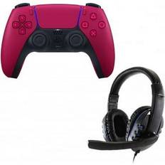 PlayStation 5 Gamepads Sony DualSense Controller Cosmic Red with Universal Headset