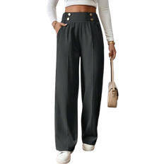 Shein Frenchy Women's Elegant Straight Double Buckle Trousers, Suitable for Commuting