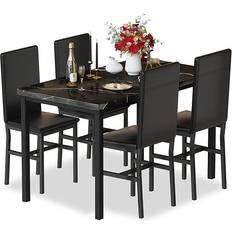 Metal Dining Sets Tantohom Space Saving Black Dining Set 27.6x47.2" 5pcs