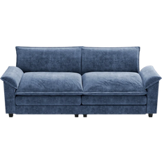 Ebern Designs Modern Blue Chenille Sofa 83.5" 2pcs 2 Seater