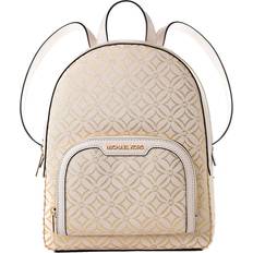 Michael Kors Beige Backpacks Michael Kors Medium Zip Pocket Jacquard Leather Backpack - Tan
