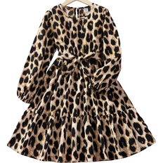 Shein Tween Girl Leopard Print Belted Dress