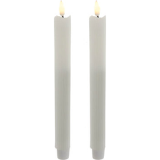 Brown LED Candles Kurt Adler 9.7 Inch Battery Operated Flicker Flame Ridged Taper Set - White LED Candle